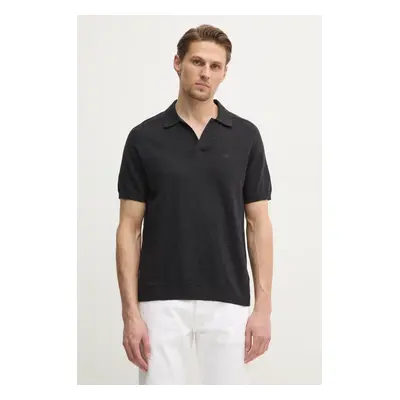 Bavlněné polo tričko Calvin Klein černá barva, K10K114087