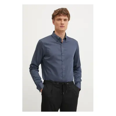 Bavlněná košile Michael Kors modrá barva, slim, s límečkem button-down, CR5400HGXG