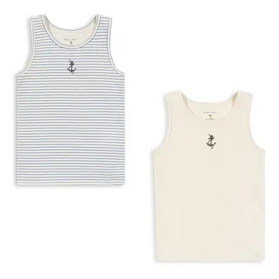 Dětský top Konges Sløjd BASIC 2 PACK TANKTOP GOTS 2-pack béžová barva, KS102254