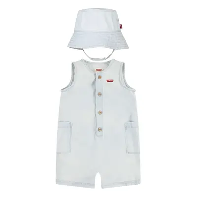 Dětské bavlněné dupačky Levi's LVB DENIM ROMPER & BUCKET HAT