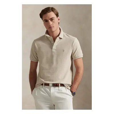 Bavlněné polo tričko Polo Ralph Lauren béžová barva, 710963495