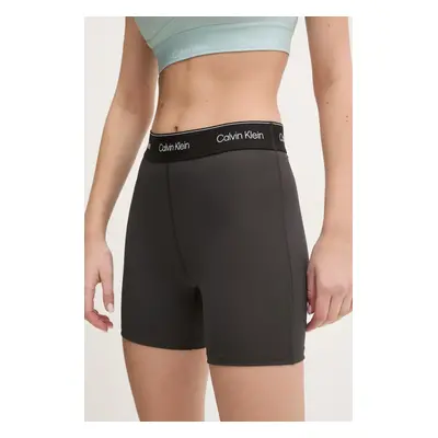 Tréninkové šortky Calvin Klein Performance černá barva, s potiskem, high waist, LVGWS5L706