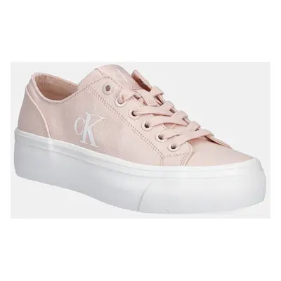 Tenisky Calvin Klein Jeans VULC FLATFORM LOW CV MG dámské, růžová barva, YW0YW01763