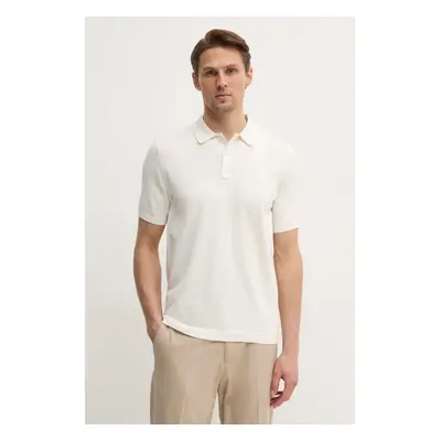 Bavlněné polo tričko Calvin Klein béžová barva, K10K114476