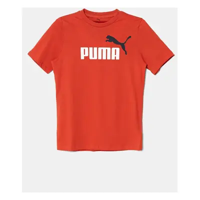 Dětské bavlněné tričko Puma ESS 2 COLOR No.1 Logo Tee červená barva, s potiskem, 685778