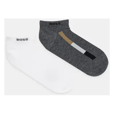 Ponožky BOSS 2-pack pánské, šedá barva, 50537545