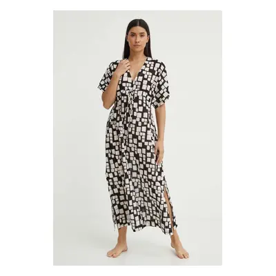 Bavlněné plážové šaty Max Mara Beachwear černá barva, 2416221059600