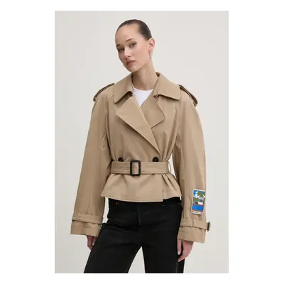 Trench kabát MSGM dámský, béžová barva, přechodný, oversize, 3841MDC07.257138