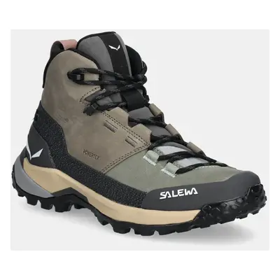 Boty Salewa Puez Leather Mid PTX dámské, zelená barva, 00.0000061460