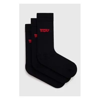 Ponožky Levi's 3-pack černá barva