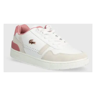 Kožené sneakers boty Lacoste T-Clip Contrasted Collar Leather Snea bílá barva, 47SFA0082