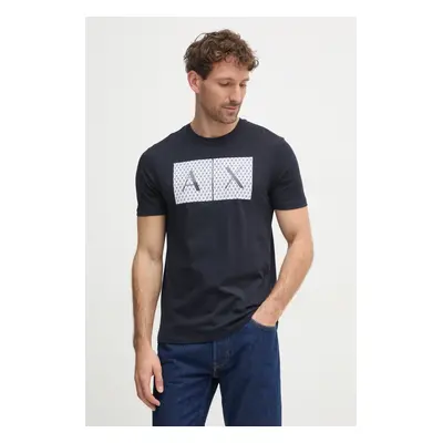 Bavlněné tričko Armani Exchange tmavomodrá barva, s potiskem, 8NZTCK Z8H4Z