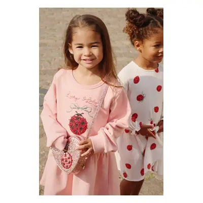 Šaty Konges Sløjd LOU LADYBUG GLITTER DRESS růžová barva, mini, KS102205