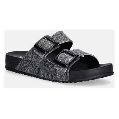 Pantofle Melissa COZY M LOVER SLIDE DENIM dámské, černá barva, M 36146