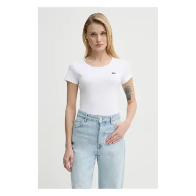 Bavlněné tričko Levi's 2PACK CREWNECK TEE 2-pack bílá barva, 74856