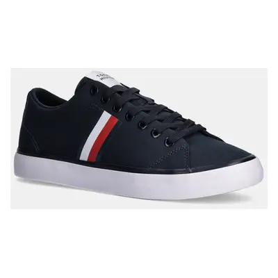 Tenisky Tommy Hilfiger TH HI VULC LOW CORE STRIPES MESH pánské, tmavomodrá barva, FM0FM05393