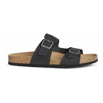 Semišové pantofle Geox U SANDAL GHITA B pánské, černá barva, U159VB 00032 C9999