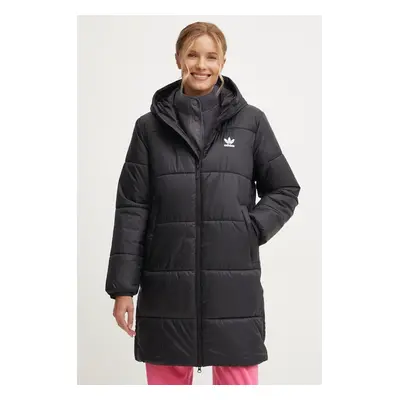 Bunda adidas Originals Long Puffer dámská, černá barva, zimní, IW5858