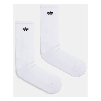 Bavlněné ponožky Alpha Industries Basic Socks 3 Pack 3-pack bílá barva, 156986