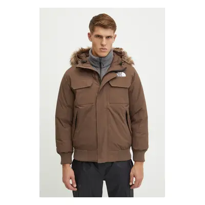 Péřová bunda The North Face McMurdo Bomber pánská, hnědá barva, zimní, NF0A5GD91OI1