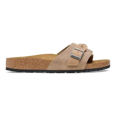 Semišové pantofle Birkenstock Oita dámské, béžová barva, 1026730