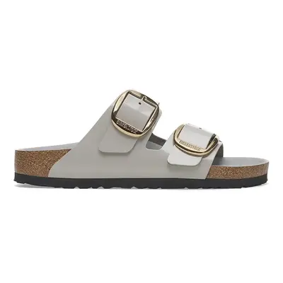 Kožené pantofle Birkenstock Arizona Big Buckle dámské, šedá barva, 1029391