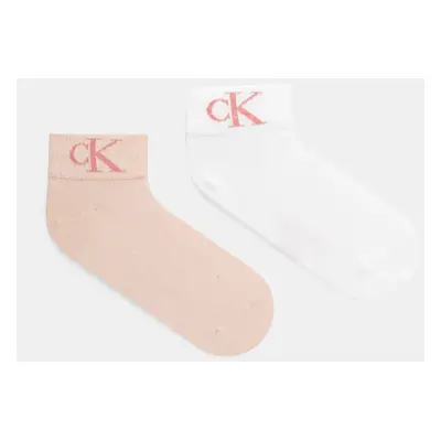 Ponožky Calvin Klein Jeans 2-pack dámské, béžová barva, 701228813