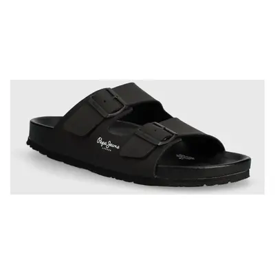 Pantofle Pepe Jeans PMS90101 pánské, černá barva, BIO ROYAL DOUBLE M