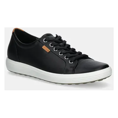 Kožené sneakers boty Ecco Soft 7 Shoe Lace Up černá barva, 430003-01001