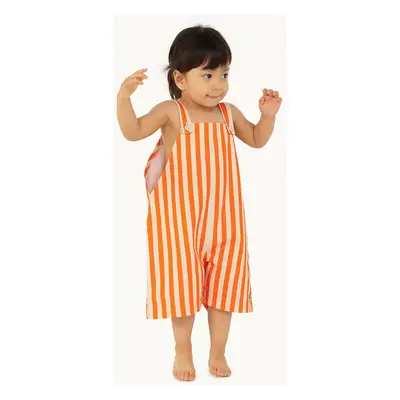 Dětské lacláče Tinycottons STRIPED SHORT DUNGAREE oranžová barva, SS25-232