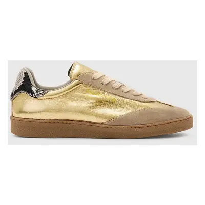 Kožené sneakers boty AllSaints Thelma Metallic Sneaker zlatá barva, W072FB