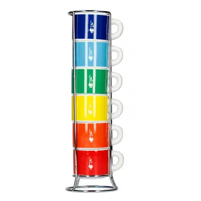 Sada šálků na espresso se stojánkem Bialetti Color 6-pack