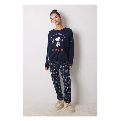 Bavlněné pyžamo women'secret SNOOPY modrá barva, bavlněná, 3138615