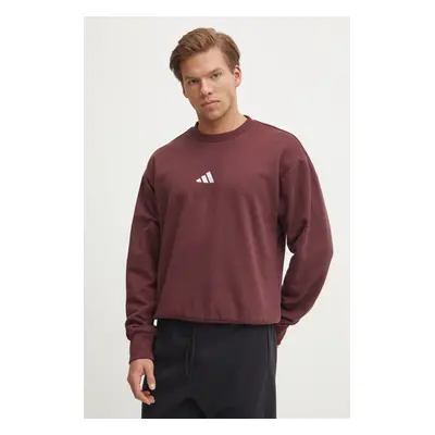 Mikina adidas Feelcozy pánská, červená barva, s aplikací, JE3786