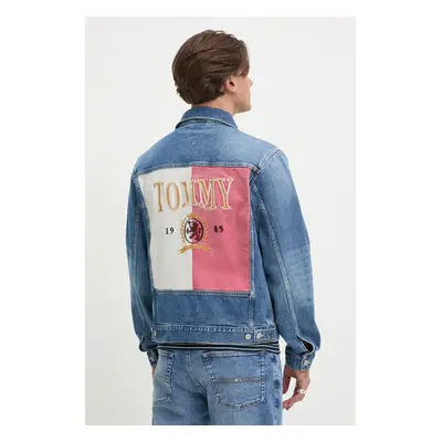 Džínová bunda Tommy Jeans pánská, modrá barva, přechodná, DM0DM21860