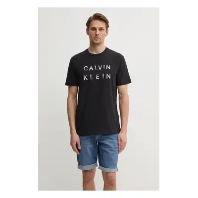 Bavlněné tričko Calvin Klein černá barva, s potiskem, K10K114156