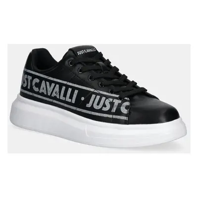 Kožené sneakers boty Just Cavalli černá barva, 78QA3SBCZPA95899