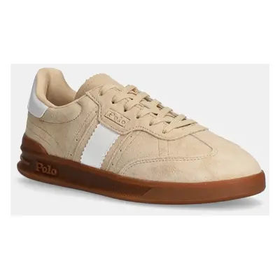 Kožené sneakers boty Polo Ralph Lauren HTR Aera béžová barva, 804956688