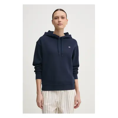 Bavlněná mikina Tommy Hilfiger dámská, tmavomodrá barva, s kapucí, hladká, WW0WW45979