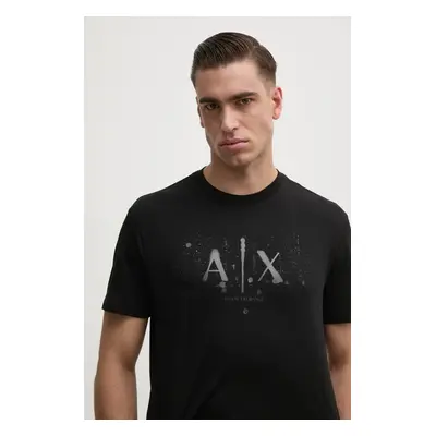 Bavlněné tričko Armani Exchange černá barva, s potiskem, XM000062 AF10356