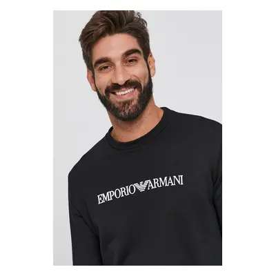 Mikina Emporio Armani pánská, černá barva, s potiskem, 8N1MR6 1JRIZ