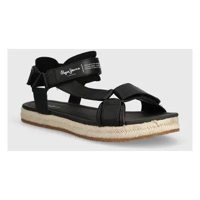 Sandály Pepe Jeans PMS90115 pánské, černá barva, SUNSET SAVAGE