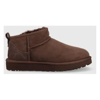 Kožené sněhule UGG W Classic Ultra Mini hnědá barva, 1116109.BCDR