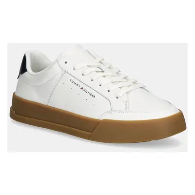 Sneakers boty Tommy Hilfiger TH COURT MIX LTH bílá barva, FM0FM05489