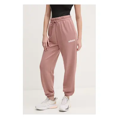 Tepláky adidas Essentials Linear dámské, růžová barva, hladké, JG8635