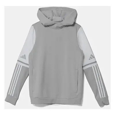 Dětská mikina adidas Performance šedá barva, s kapucí, vzorovaná, JD4808