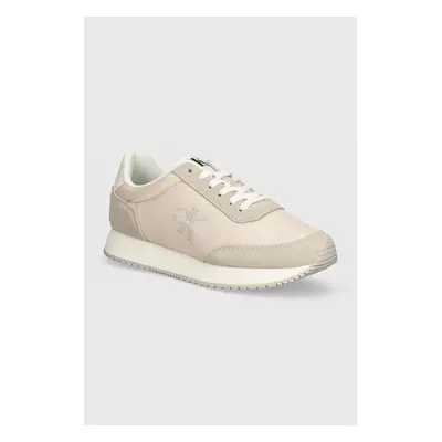 Sneakers boty Calvin Klein Jeans RETRO RUNNER LOW LACE NY ML béžová barva, YW0YW01326