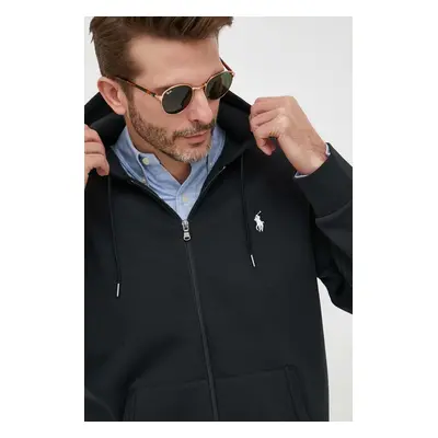 Mikina Polo Ralph Lauren pánská, černá barva, s kapucí, hladká, 710888282