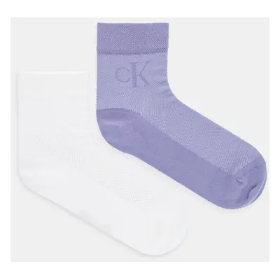 Ponožky Calvin Klein Jeans 2-pack dámské, fialová barva, 701231400