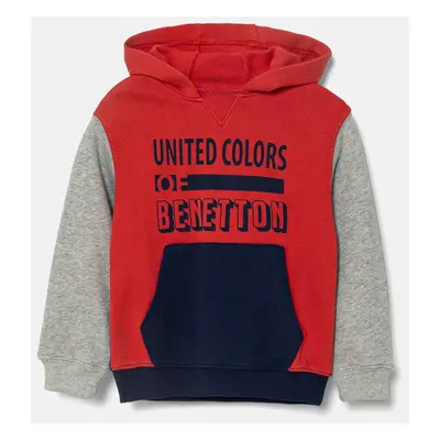 Dětská bavlněná mikina United Colors of Benetton více barev, s kapucí, s potiskem, 3J68G2011